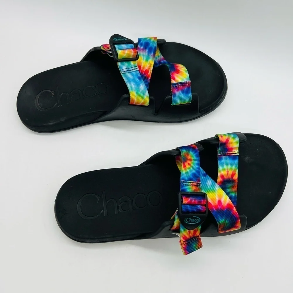 CHACO MEN’S DARK TIE DYE CHILLO SLIDES SIZE 10